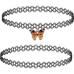 2PC Tattoo Choker Necklace - 90s Choker Necklace Women - 2000s Y2K